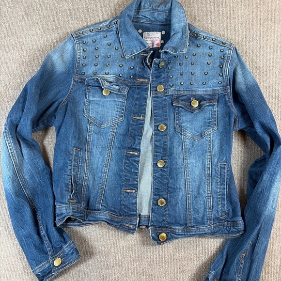 Studded Denim Jacket with Gold Buttons 1345 - Picture 1 of 7